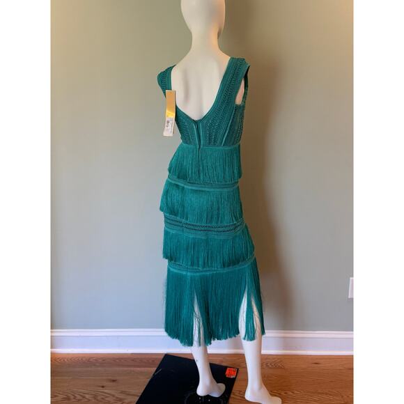 PatBO PLUNGING FRINGE MIDI DRESS Size 2 - Picture 6 of 13